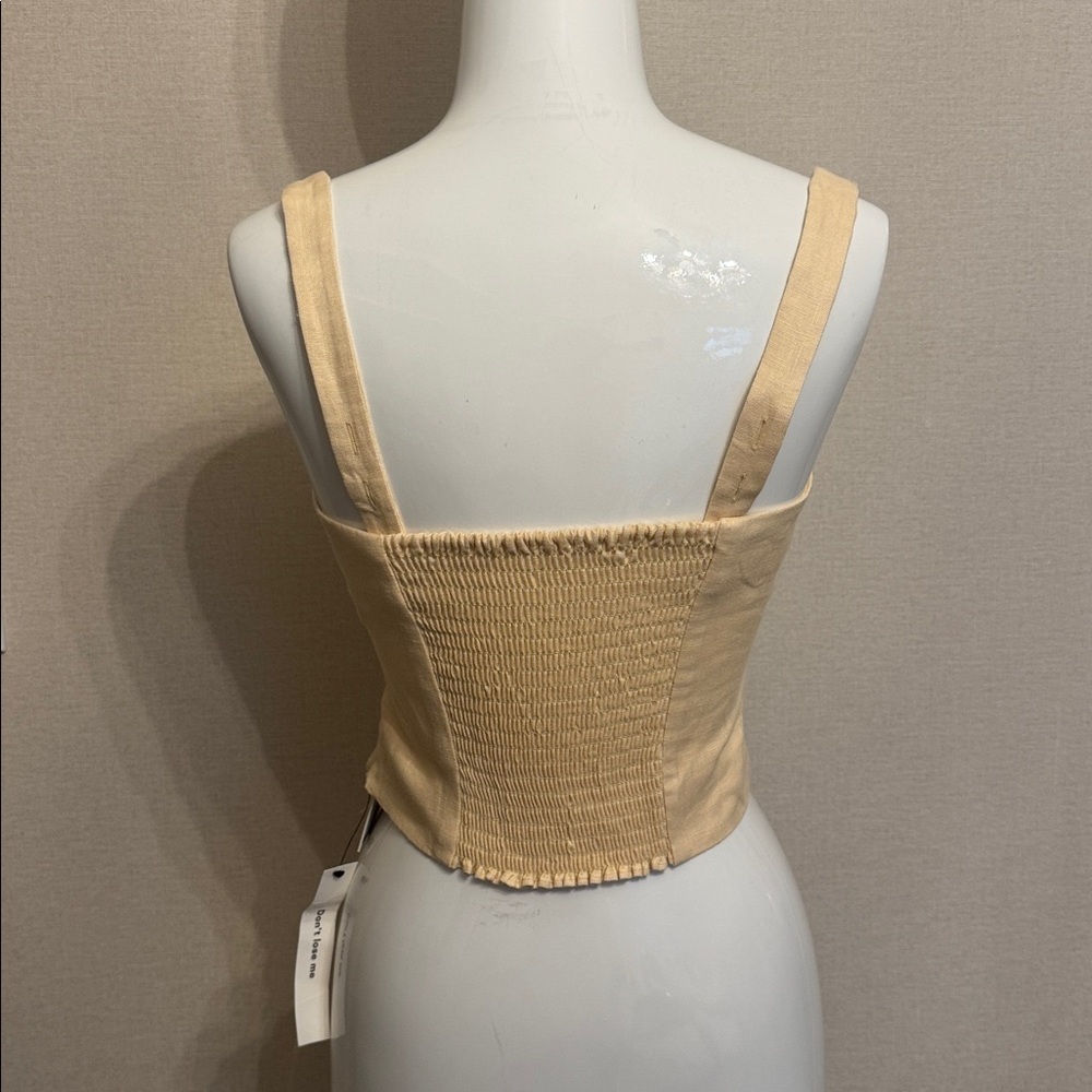 Reformation Juliet Linen Top Yellow - Size 2 - Picture 10 of 13